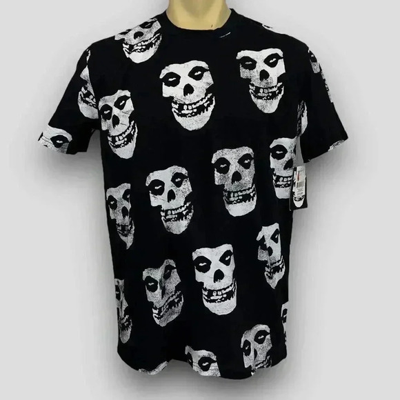 NEW! MISFITS All Over Print Skull men's black graphic‎ t-shirt - Picture 1 of 6